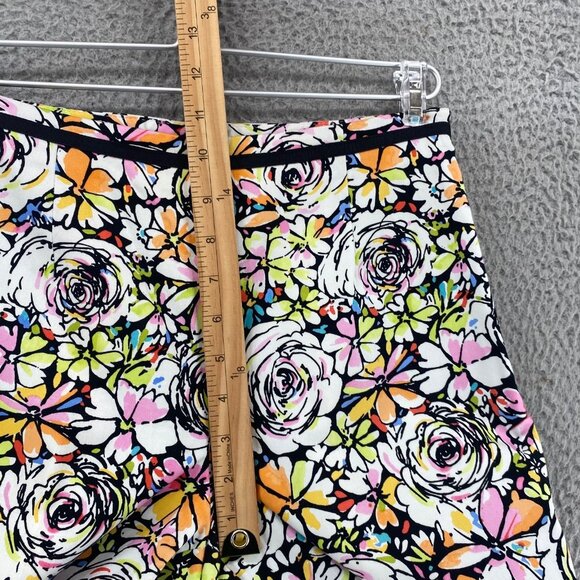 Talbots Pants Womens 4 Petite White Black Multi Floral Stretch Cropped Skinny - Picture 8 of 11